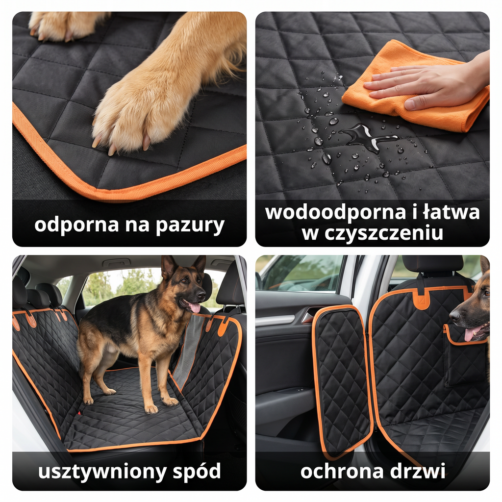 Mata odporna na pazury, wodoodporna, z usztywnionym spodem i ochroną drzwi