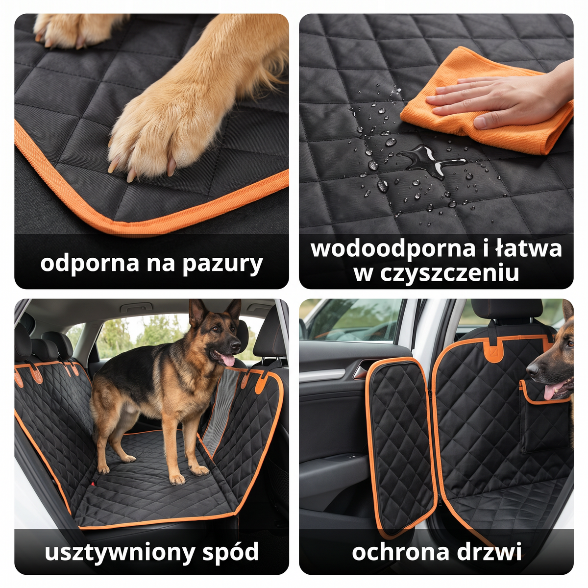 Mata odporna na pazury, wodoodporna, z usztywnionym spodem i ochroną drzwi